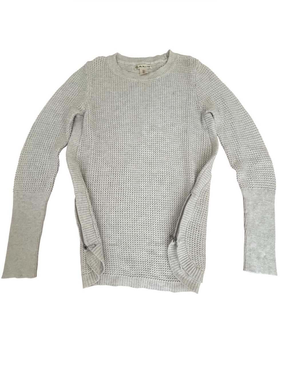 Open weave cotton blend white sweater